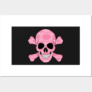 Pink Camouflage Skull And Crossbones Posters and Art